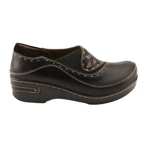 Spring Step L'Artiste Black Burbank Leather Clogs Women's Size 41